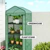 4 Tier Mini Portable Greenhouse Compact Plant Grow Shed Metal Frame PE Cover with Lockable Rolling Wheels , Green