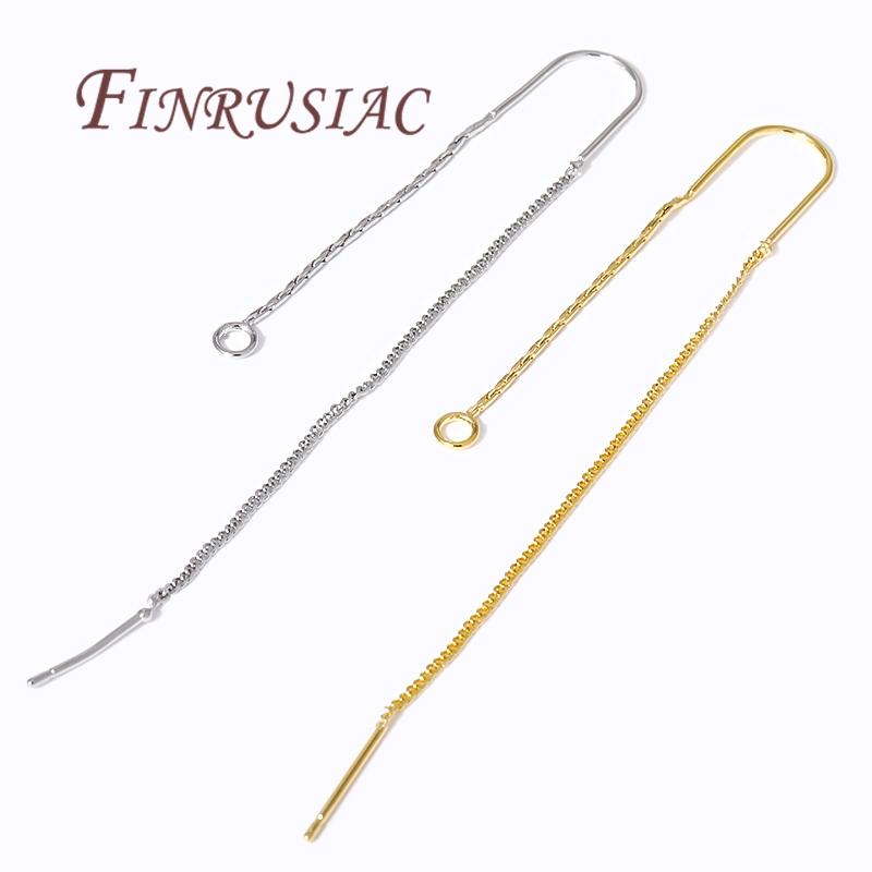 Accessories For Earrings 18K Gold Plated Long Tassel Earwires Brass Thin Chain Ear Wire For Earring Making,DIY Jewelry Findings