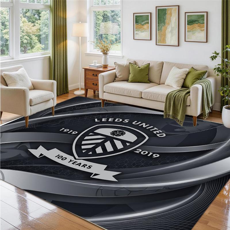Leeds United Football Design Crystal Velvet Rug Soft Decorative Mat for Bedroom Entrance