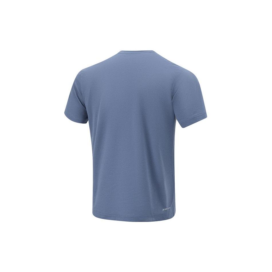 Li-Ning Cooling Tea T Quick-Dry Cool Round Neck Pullover Casual Sports Knitted Short Sleeve T-Shirt Men Tops Dust-Blue ATSU591-4
