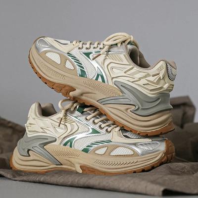 Pantofi sport groși cu plasă pentru bărbați, pantofi sport cu talpă groasă, pantofi sport de toamnă, modă casual, cu șireturi, pantofi sport de alergare, cu platformă, pantofi de exterior pentru mers