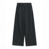 Women's Grey Wool Suit Pants - Autumn Drape, Versatile Wide-Leg, Straight, Solid Color