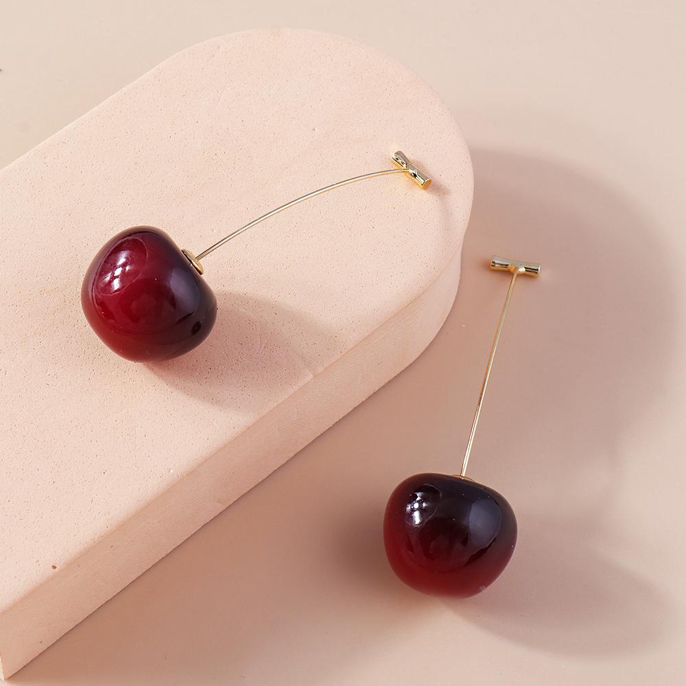 Cute Simulation Red Cherry Drop Earrings for Women Girls Fruit Dangle Earrings Party Holiday Jewelry Gifts