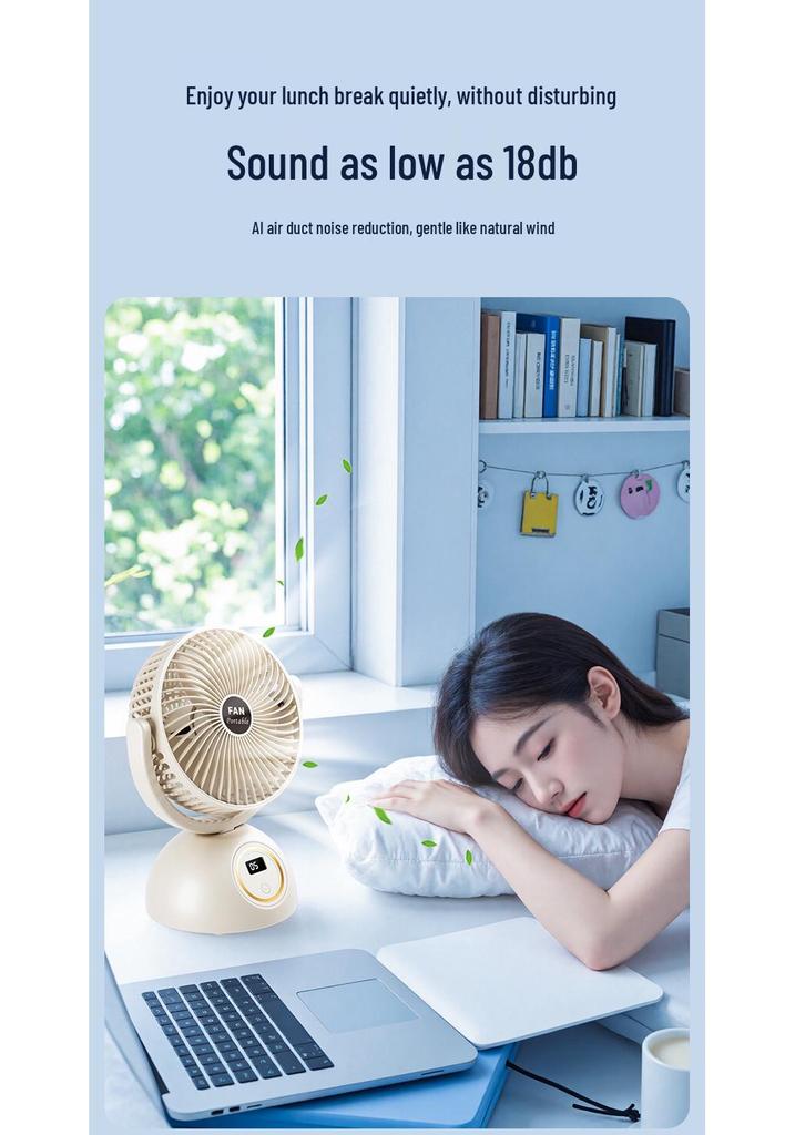 Best-Selling Wall-Mounted Desktop Fan with Long Battery Life, Quiet USB Operation, and Smart Digital Display