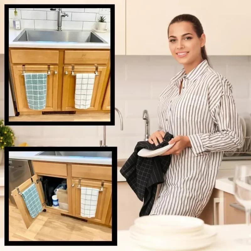 Towel Rack Over Door Towel Bar Hanging Holder Stainless Steel Bathroom Kitchen Cabinet Towel Rag Rack Towel Hanger