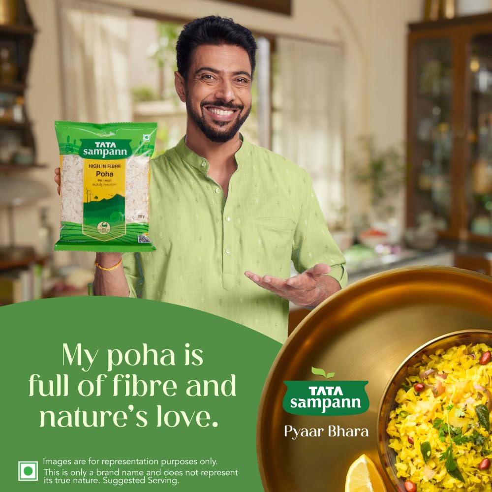 Tata Sampann High Fibre Thick Poha 500g Wholesome Flattened Rice For Healthy Breakfast Snack