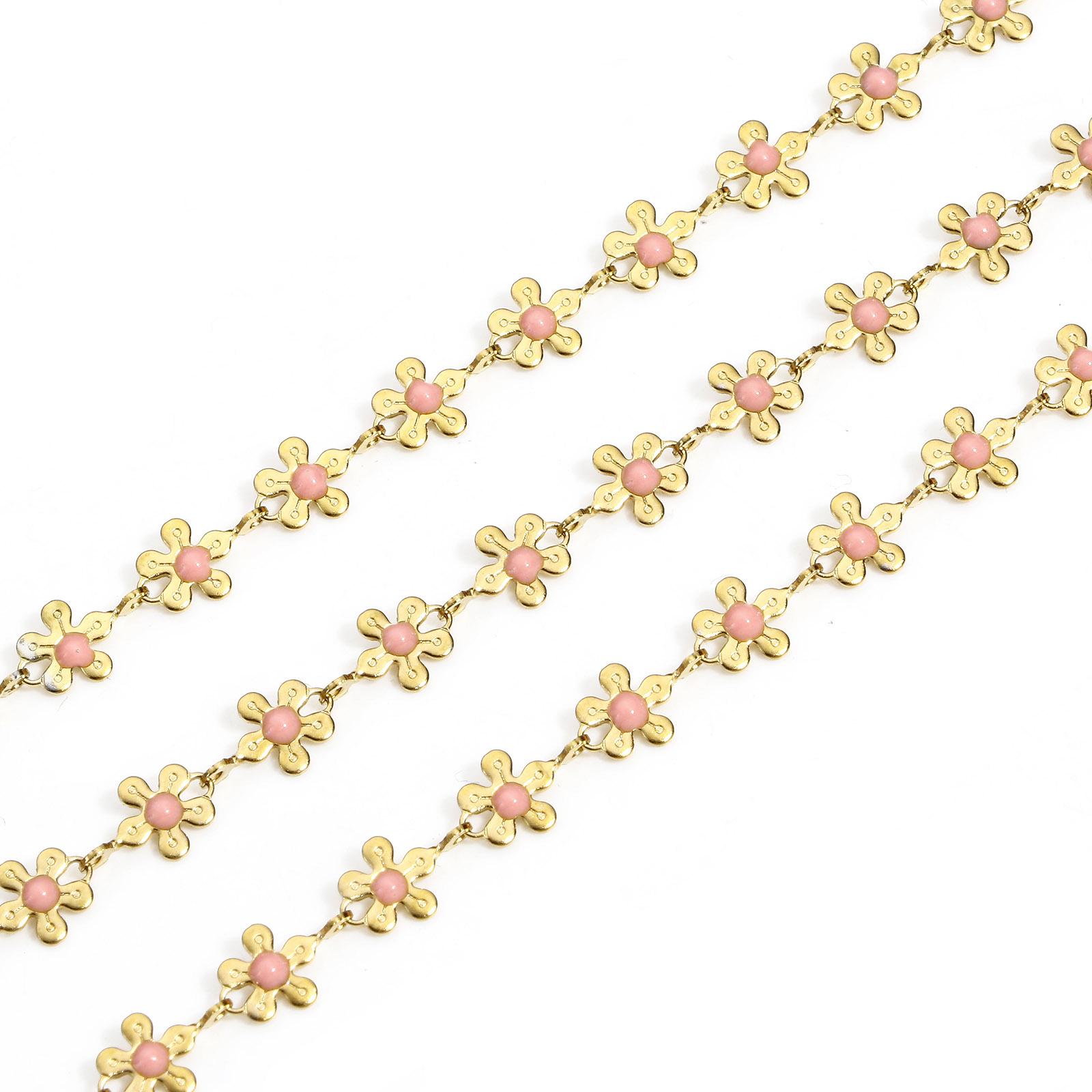 

1 M 304 Stainless Steel Handmade Link Chain For Handmade DIY Jewelry Making Findings Flower Gold Color Chain 6mm 6mm wide