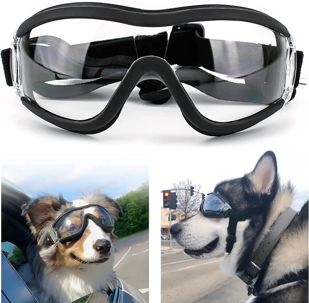 Dog Sunglasses Dog Goggles Adjustable Strap for Travel Skiing and Anti-Fog Dog Snow Goggles Pet Goggles for Medium To Large Dog