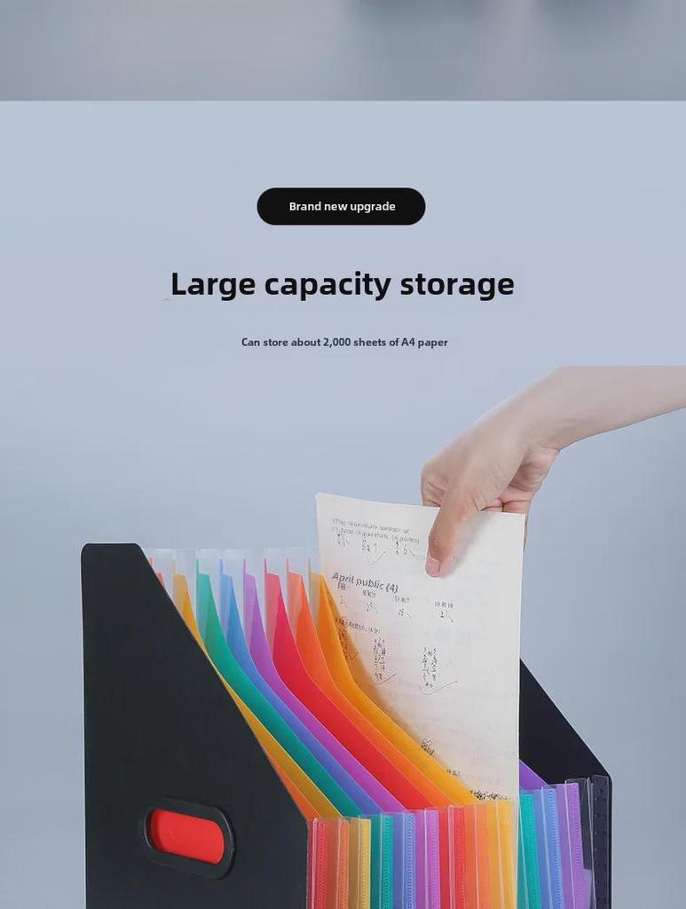 Vertical Accordion Bag with Rainbow Inner Pages - Large Capacity Portable Office Folder
