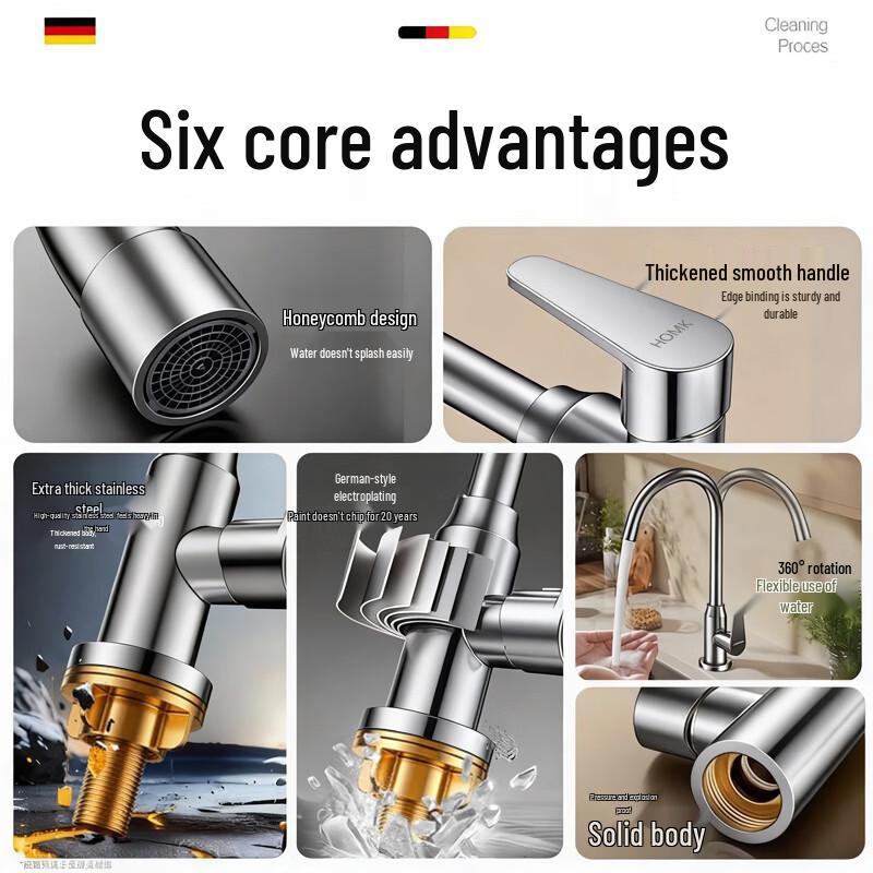 HOMK Single Cold Stainless Steel Kitchen Faucet