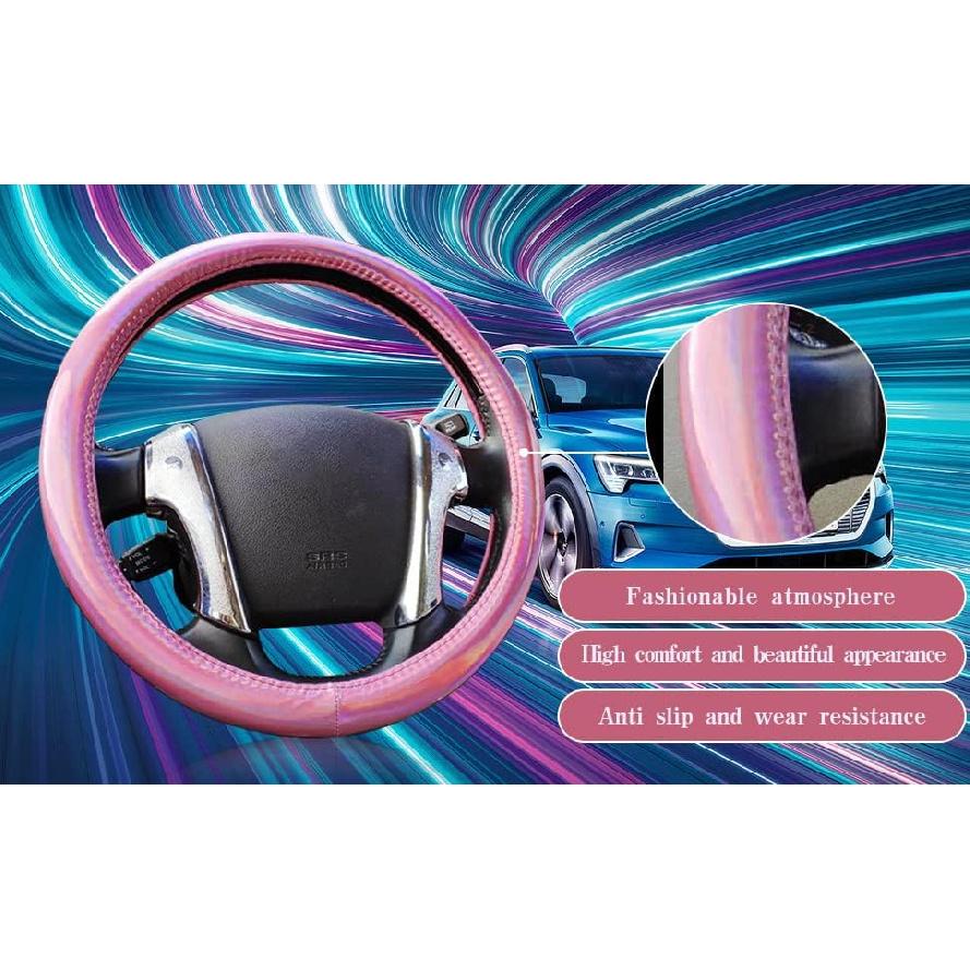 Color Changing Glossy Car Steering Wheel Cover For Women Girls,15" Universal Fit Auto Steering Wheel Protector Interior Decor Car Accessories (Gold)