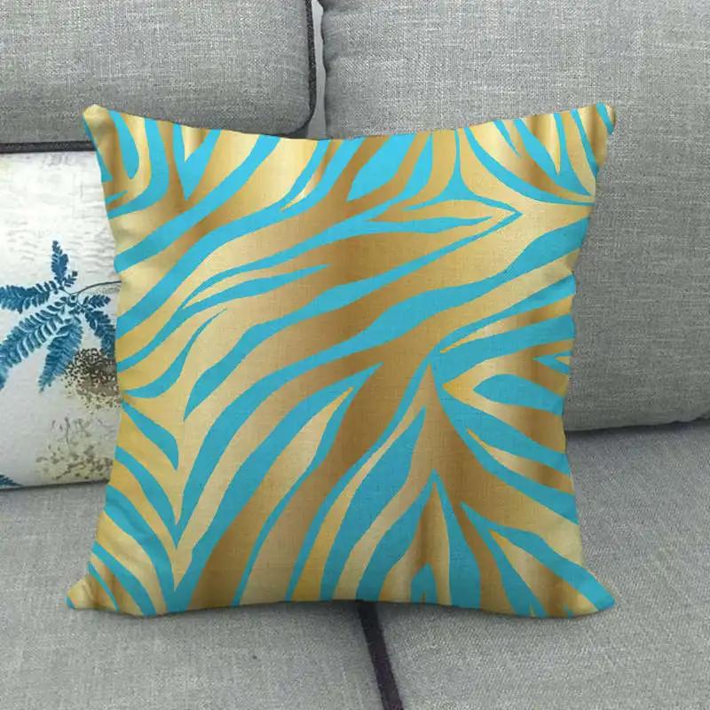 European Floral Gold Black Blue Linen Cushion Covers Modern Nordic Geometric Decorative Pillows Cover Couch Pillows Boho Decor