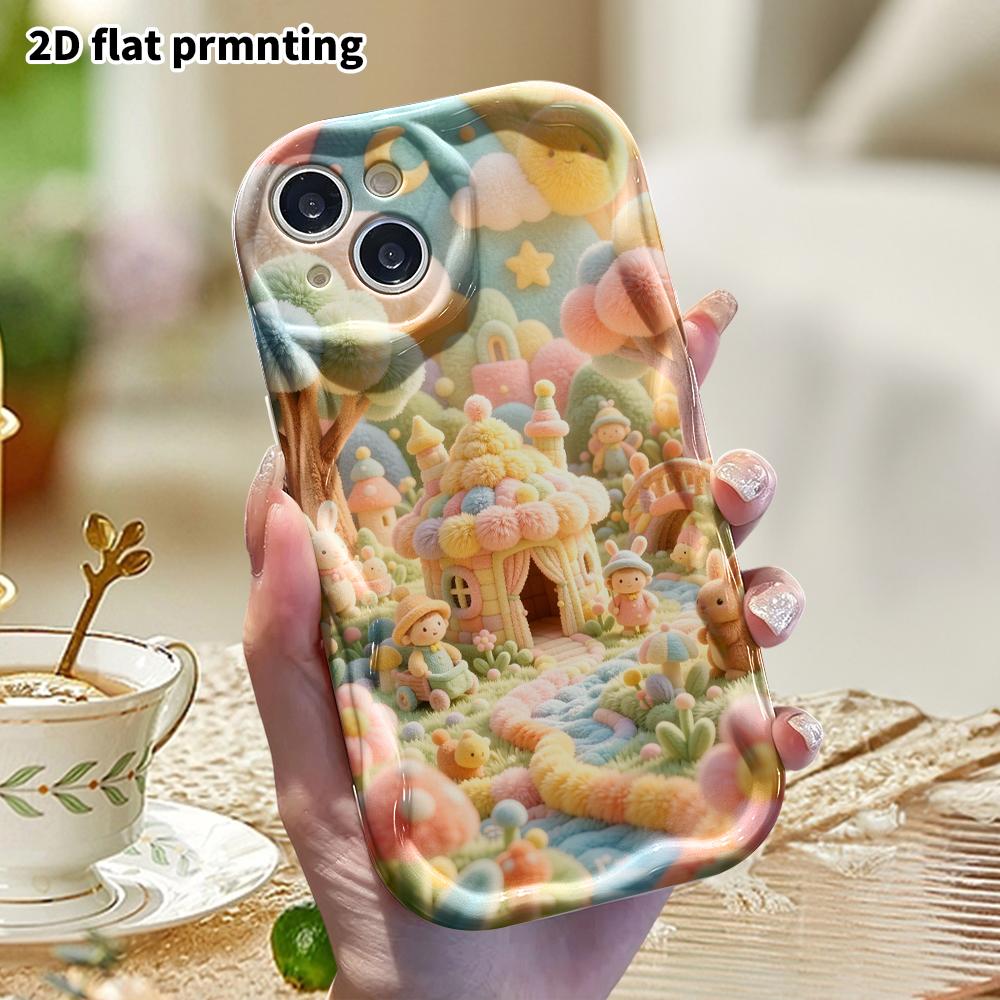 Phone Case: 2D flat, suitable for iPhone 18 17 16 15 14 13 12Pro protective case, fairy tale village, perfect Christmas and Halloween holiday gift