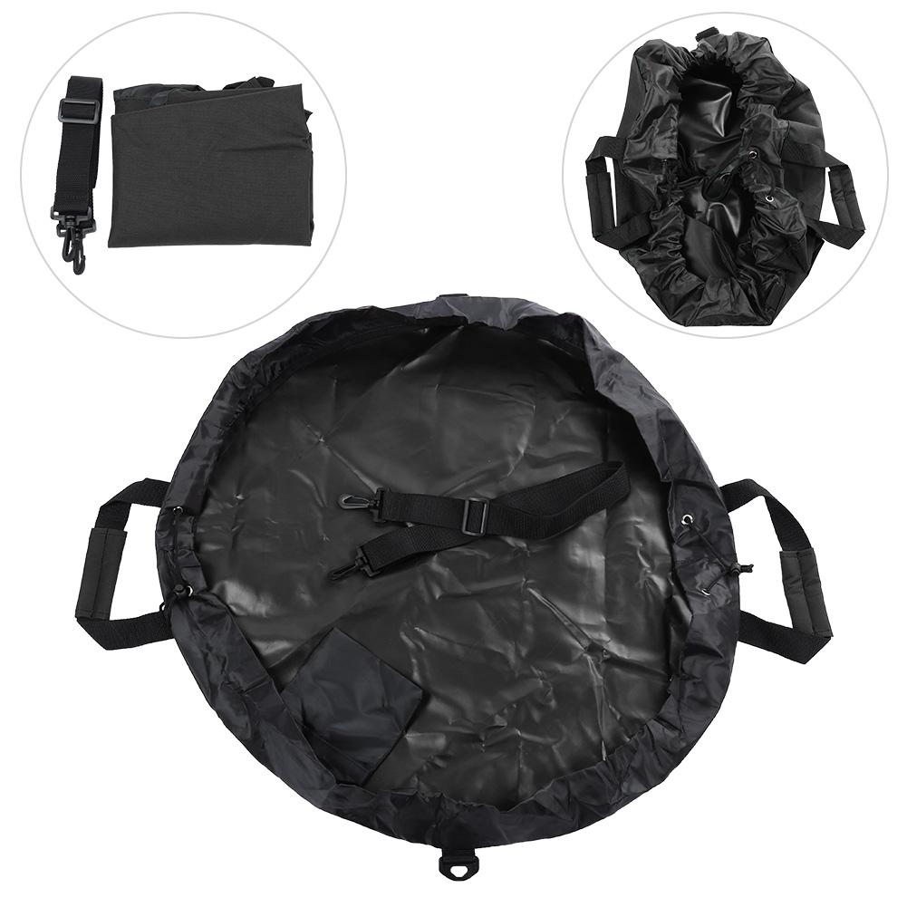 Oxford Kumaşı Neopren Elbise Değiştirme Matı Sörf Plaj Pedi Omuz Askılı Taşıma Kuru Çanta(Siyah)