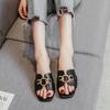New Summer Shoes for Women Leather Slipper Girl Fashion Metal Rings Designer Sandals Outdoor Low Heels Pumps