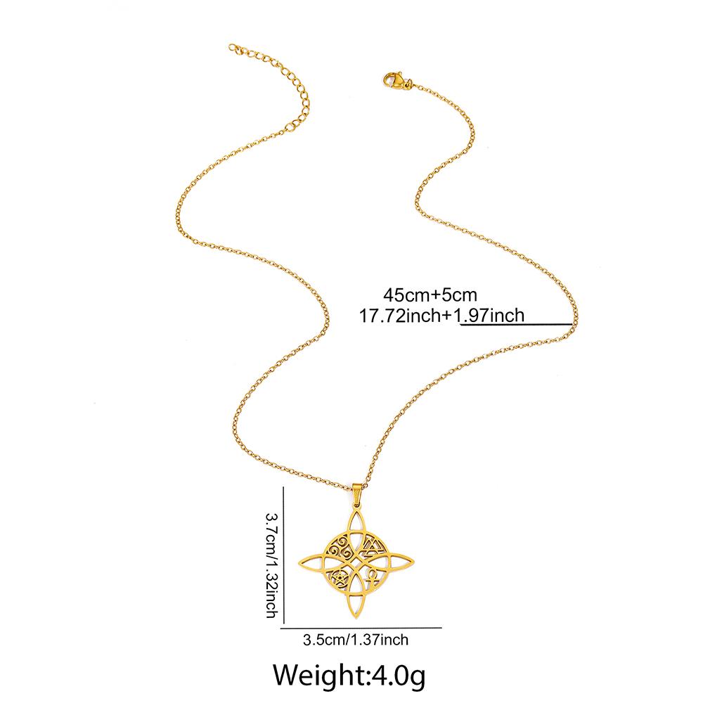 DGIDDK Stainless Steel Celtic Knot Cross Pendant Necklace Hollow Retro Fashion Collarbone Chain Jewelry Gift for Women