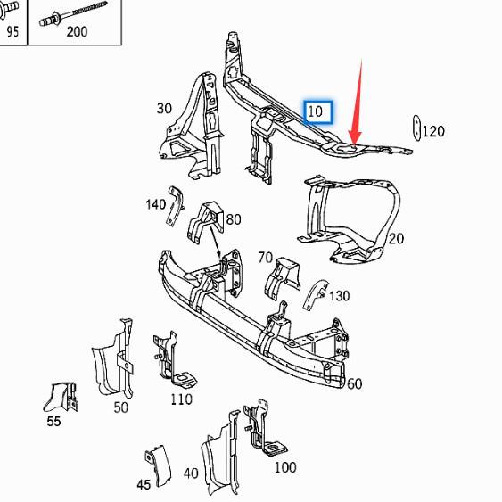 Front Reinforcement Panel for Mercedes-Benz S-Class W220 S350