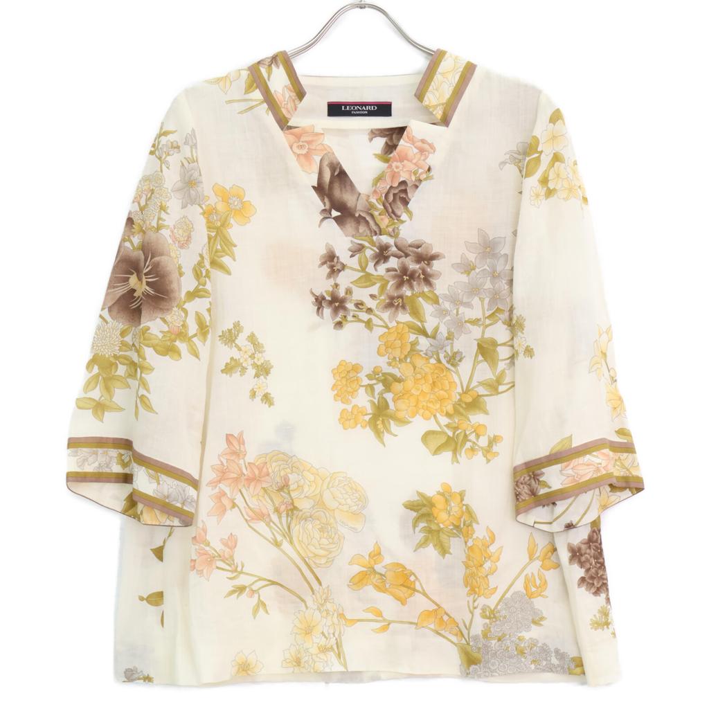 LEONARD Ivory floral blouse tops 36 beigeUsed