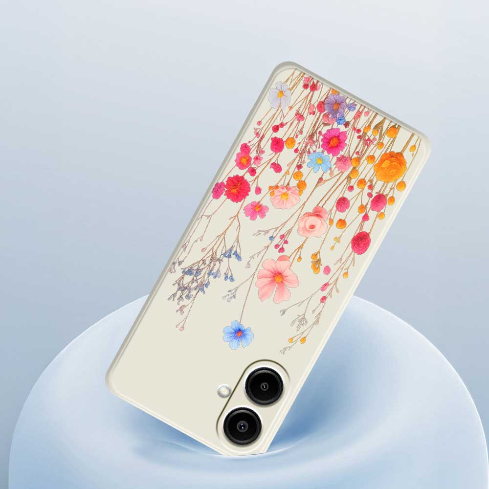 For Samsung Galaxy A07 4G Case Flower Branches Pattern Printing Straight Edge TPU Phone Back Cover