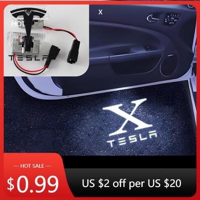 Car Sticker 2PCS Auto Decoration Accessories Car Door Emblem Welcome Lights LED Projector Lamps For Tesla Model 3 Model Y