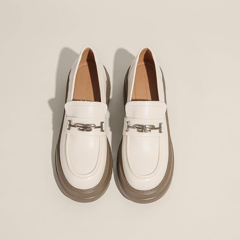 Casual style shallow mouth thick heel small leather shoes student era single shoes women