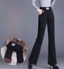 Mit Fleece gefütterte Winterhose mit geradem Bein für Damen, verdickte gerade Pantalones und Baggy-Hosen aus Lammwolle mit hoher Taille