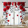 Red Rose Art Pole Bag Curtains Bedroom Kitchen Decoration Home Living Room Made Of Polyester Great Decor