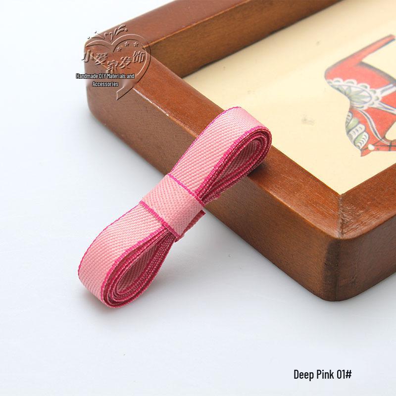 10 Yards 1cm Korean Colored Edge Cotton Webbing for Hair Clip Bows and Ribbon Accessories
