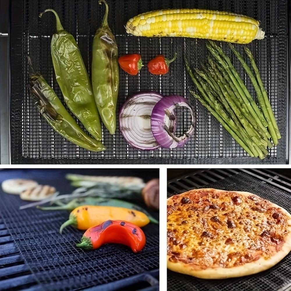 3PCS Heat Resistant BBQ Grilling Net Non-Stick Barbecue Pad Household Grilling Grid Mat  Camping