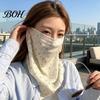 Face Neck Sun Guard Women Protection Mask, Cotton Dot Print UV Foldable Portable Gaiter Cover, Scarf for Driving Cycling Camping Outdoor Travel