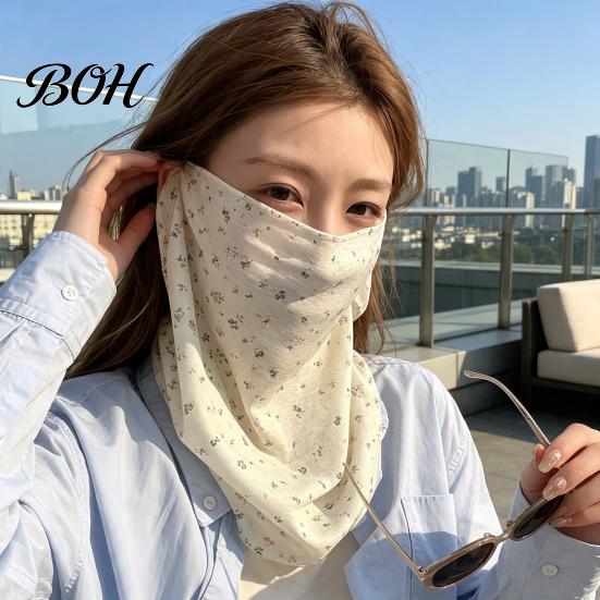 Face Neck Sun Guard Women Protection Mask, Cotton Dot Print UV Foldable Portable Gaiter Cover, Scarf for Driving Cycling Camping Outdoor Travel