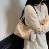 Retro Beige Embroidery Handbag Women Beaded Handle Large Capacity Shoulder Bag Ladies Elegant Luxury High End Underarm Bags