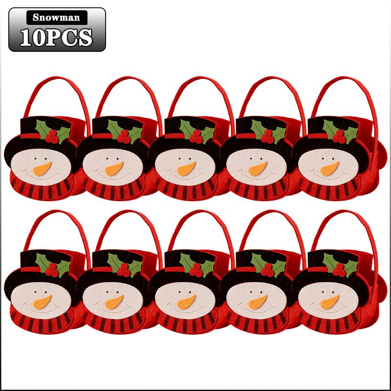 1-10PCS Christmas Felt Candy Bags Cartoon Apple Pouch Santa Sack Kids Gift Packaging Bag Xmas Tree Holiday Decoration