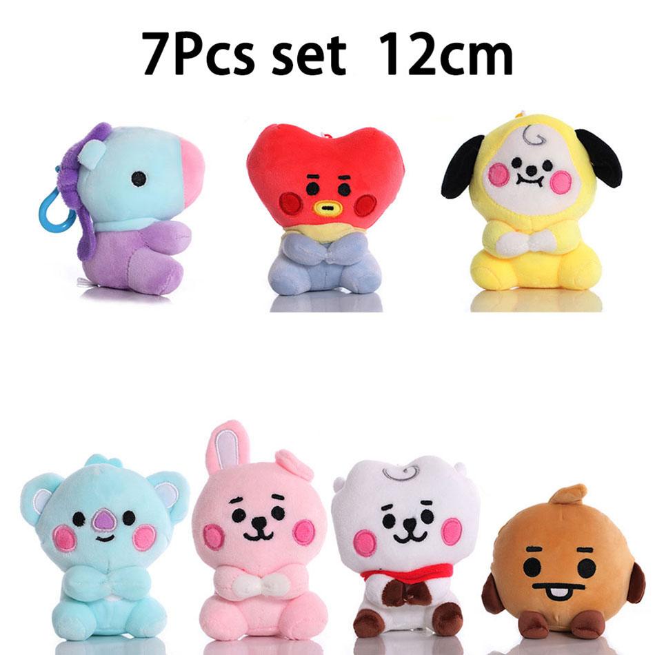 BT21 Plush Toys Kawaii Mini Keychain Anime Pendant Ornament for Kids Toy About 12cm Soft Stuffed Animals Doll Gift