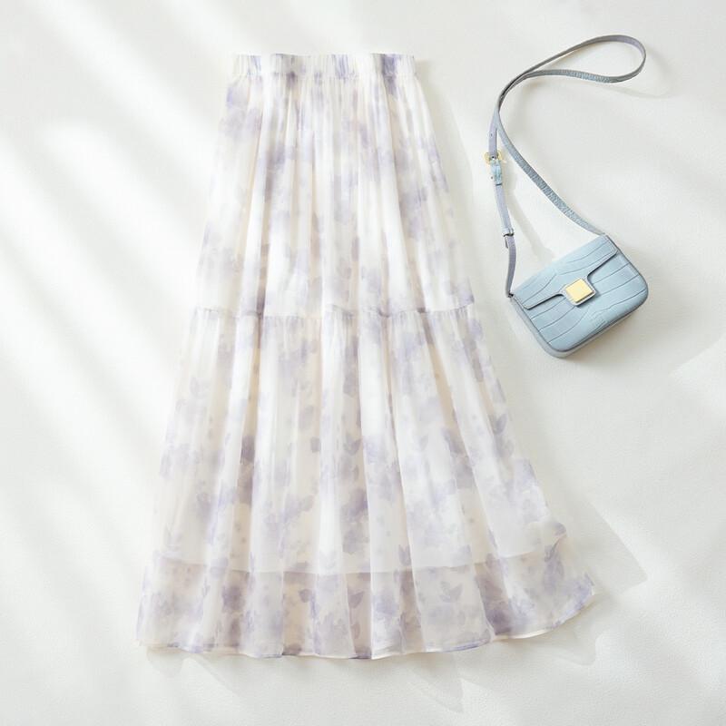 Women s Mulberry Silk Printed Midi Skirt One Size