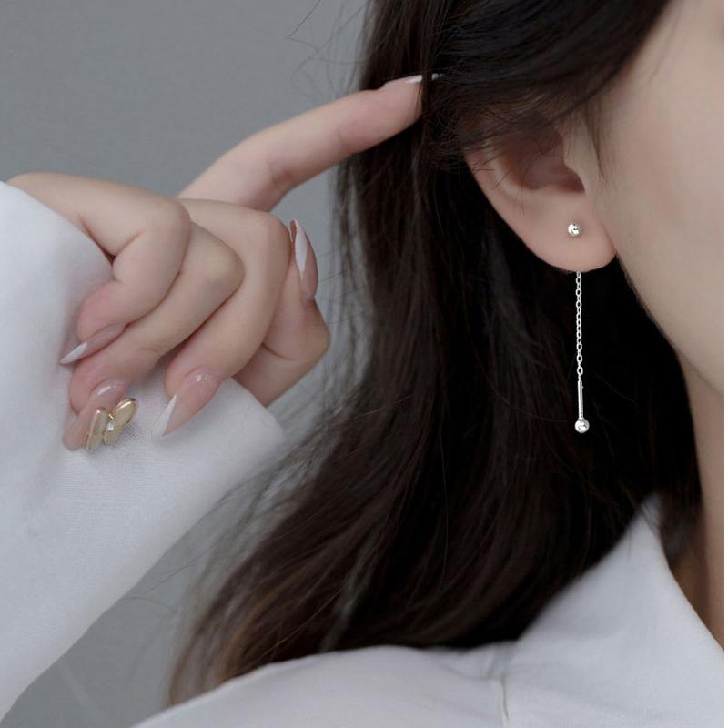 La Monada Tassel Women Drop Silver Earrings 925 Sterling Silver Fine Jewelry for Women Dangle Hanging Ball Earrings Chain