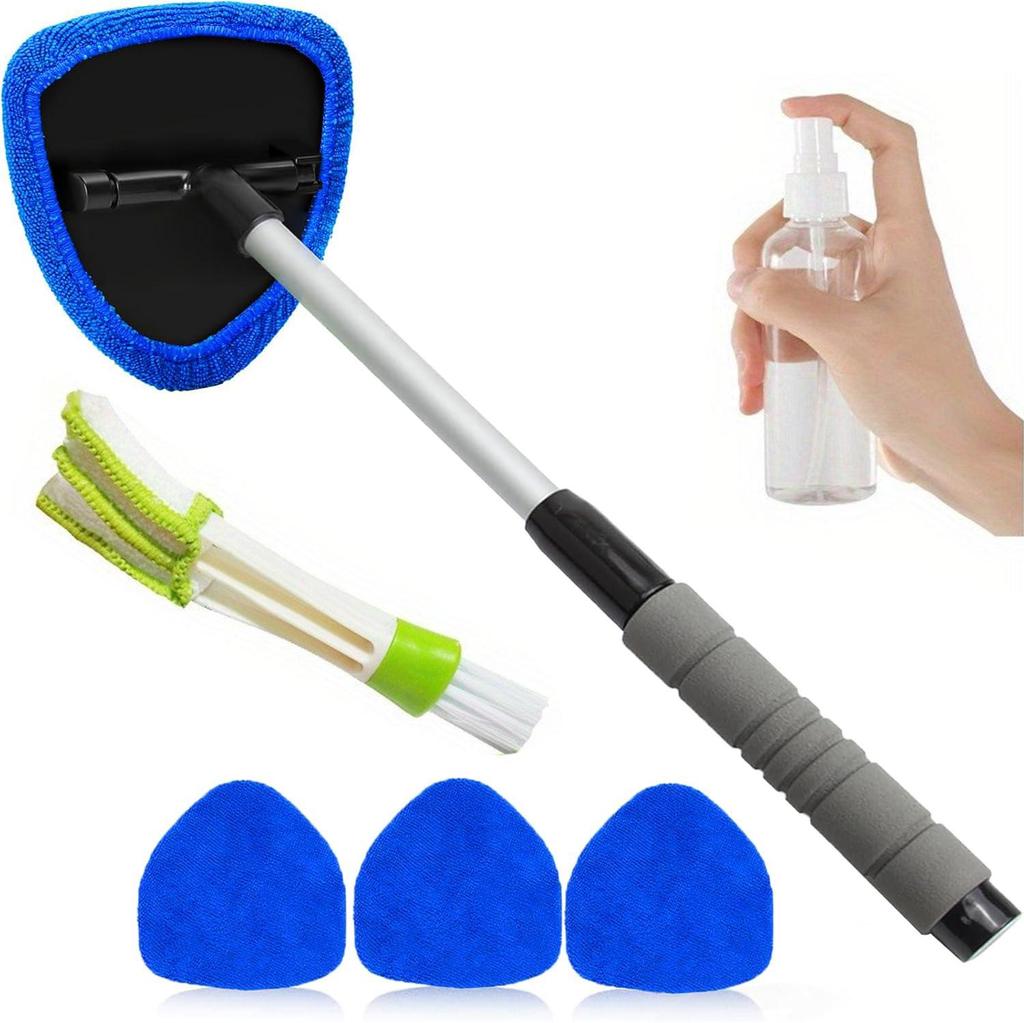 Telescopic Microfiber Car Window Cleaning & Defogging Brush Set