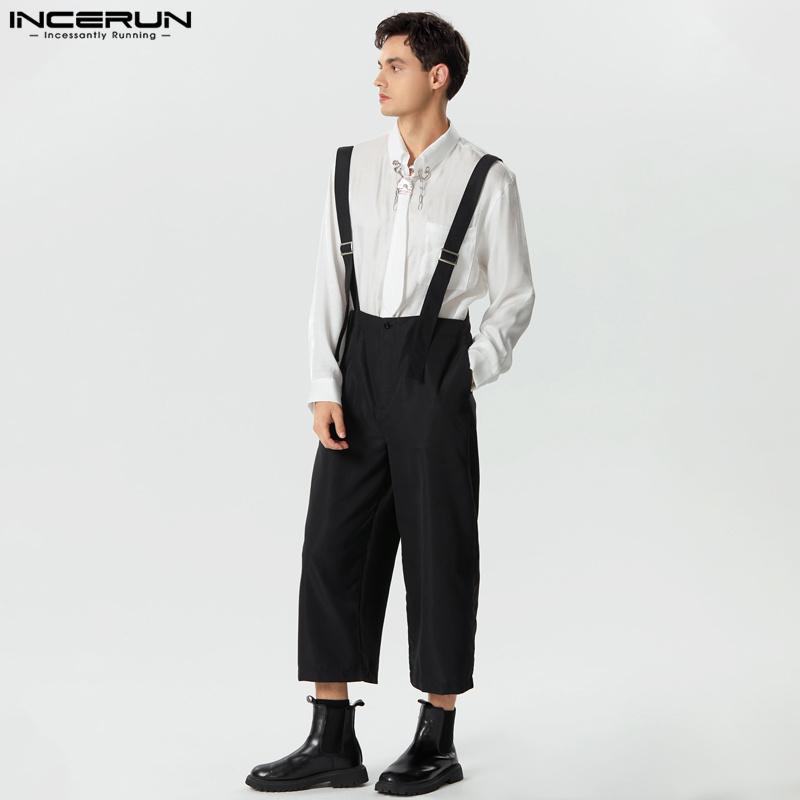 

INCERUN Men Sleeveless Strap Overalls Casual Loose Suspender Braces Pants L чорний