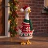 Decorative Patched Goose Clothing Set Christmas Porch Outfit, Festive Poinsettia Costume, Winter Holiday Outfit Clothes with Hat, Seasonal Apparel for