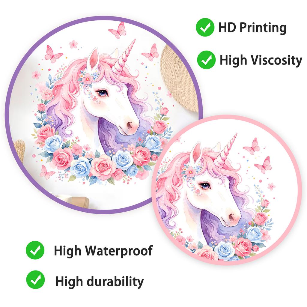 Creative Watercolor Unicorn Self Adhesive Waterproof Oil Proof Wall Sticker for Kitchen Bedroom Home Decor