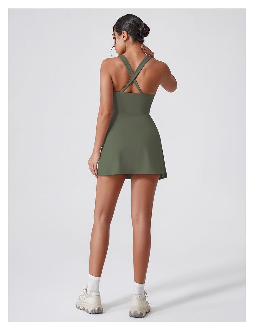 European & American Nude Anti-Exposure Sports Dress - Summer Outdoor Golf Vest, Yoga, Tennis Skirt