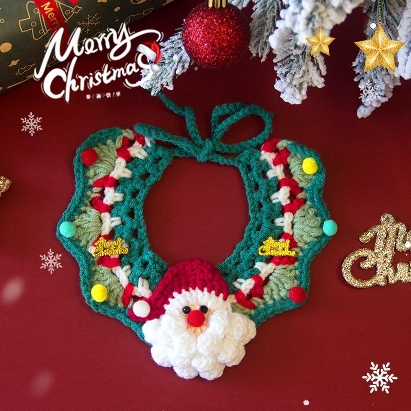 Cute Christmas Pet Scarf - Hand-Knitted Collar for Cat Dog Xmas Tree Decor Accessories