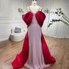 Pink satin beaded sexy suspender premium texture fishtail banquet host evening dress LA11111