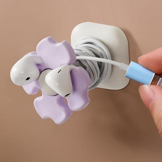 Blumen-Kabel-Organizer Klebend Zuhause Büro Nachttisch Schreibtisch Kabelhalter Kabelmanagement-Clip Ladekabel für das Telefon