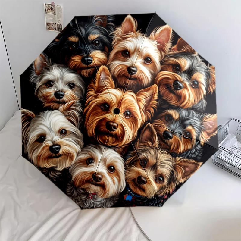 

1 PC Automatic Folding Umbrella - Cute Puppy Pet Pattern, Portable & Foldable Design with 8 Ribs, Christmas Birthday Gifts