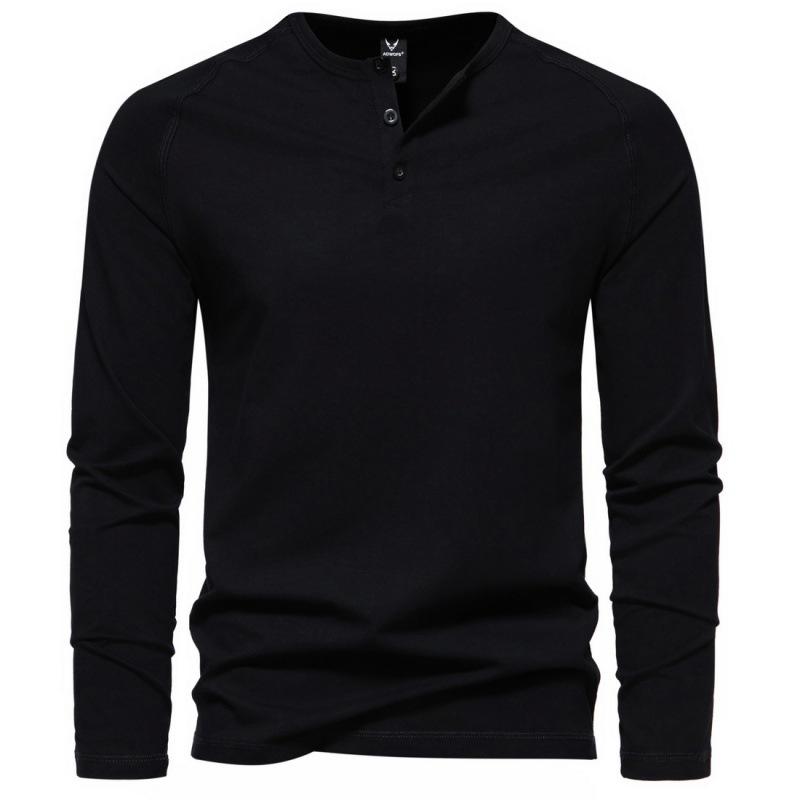 Men Solid Color Long Sleeve Casual Basic Bottoming T Shirt For Daily Wear
