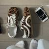 Damen Retro Leopard Print Sneaker - Herbst/Winter 2025 Schnürschuh Quadratische Zehenpartie Lässige Ballerinas in Braun