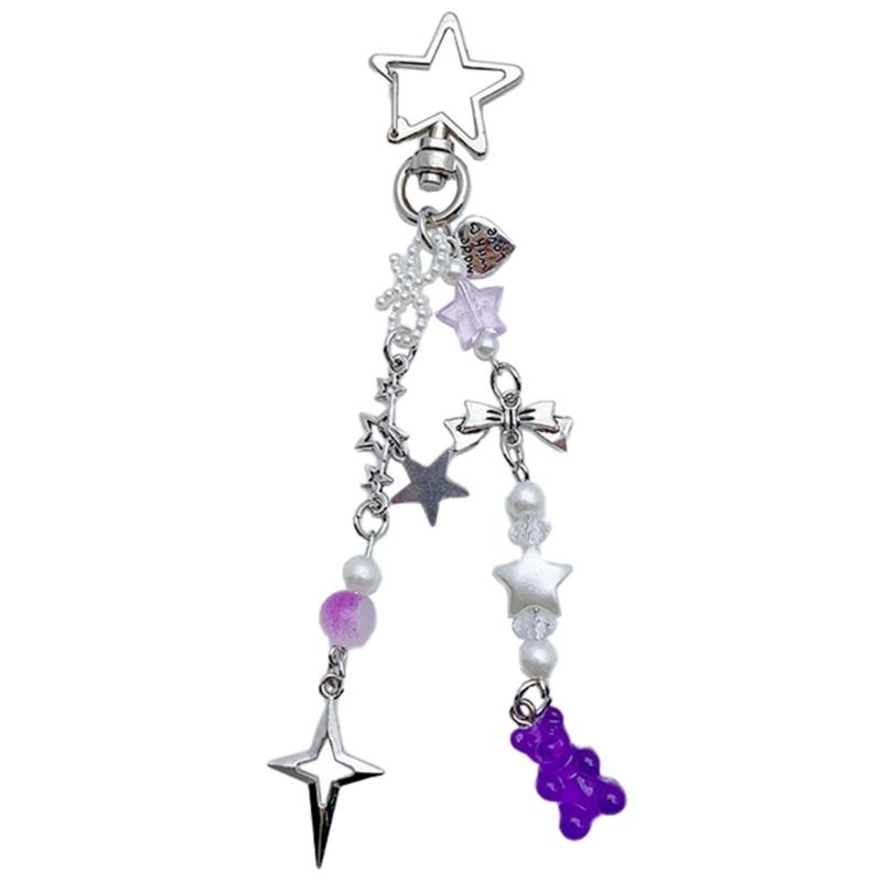 Five-pointed Star Tassels Phone Lanyard Acrylic Bear Pendant Keychain Keyring
