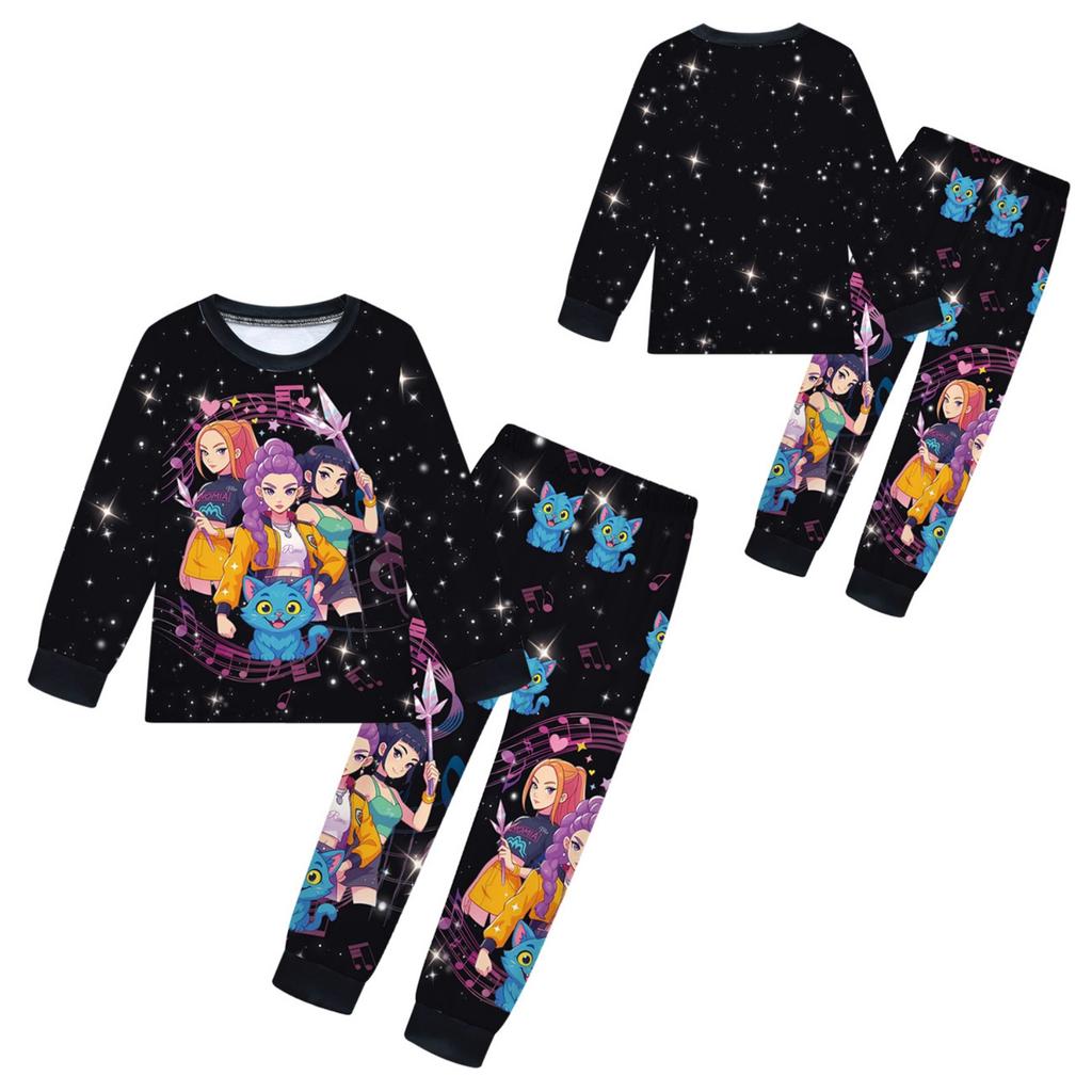 Children's Witch  Girls Printed Suit Long Sleeve Pants Suit