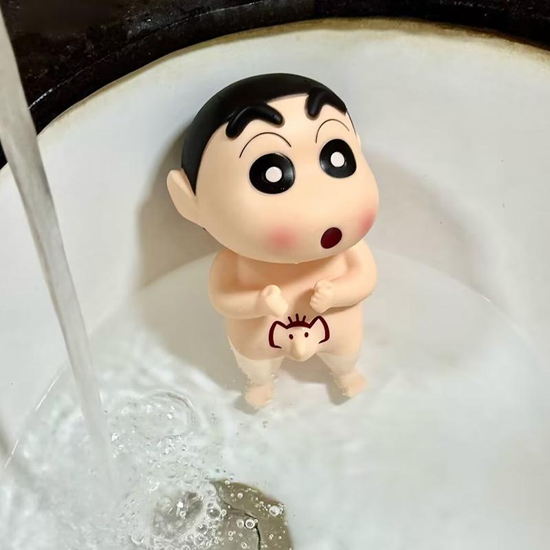 Anime Cute Bathing Elephant Crayon Shin-Chans Bathroom Decorations Cartoon Model Desktop Ornament Funny Gifts For Kids Boys